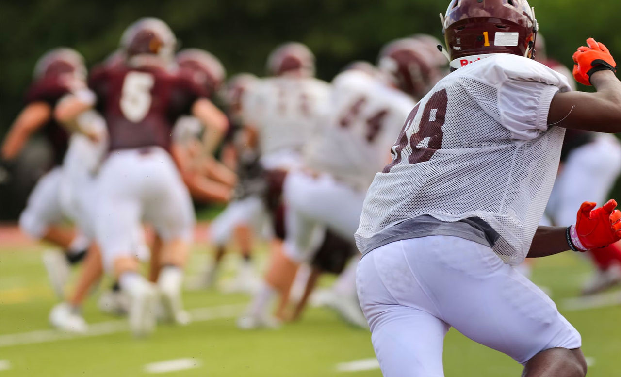high school football players on the field