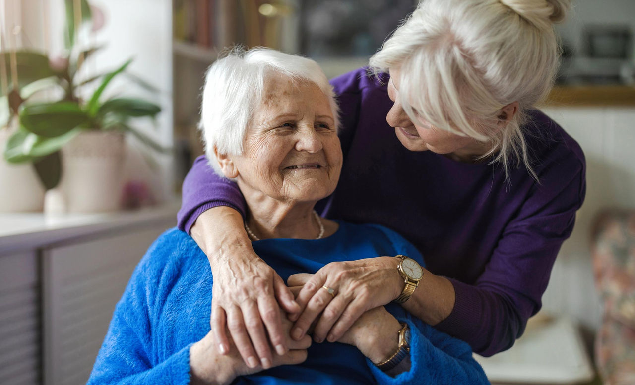 senior mother and daughter