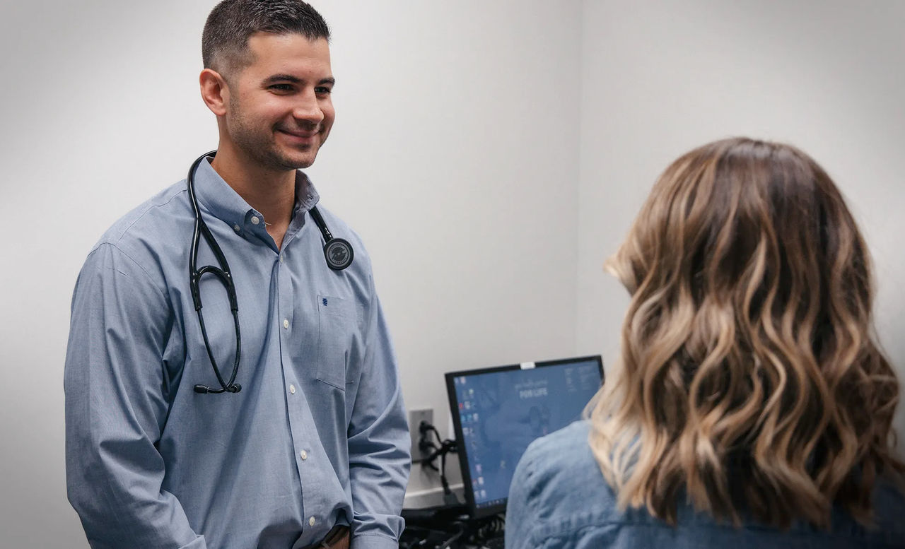 Dr. Kegley and patient