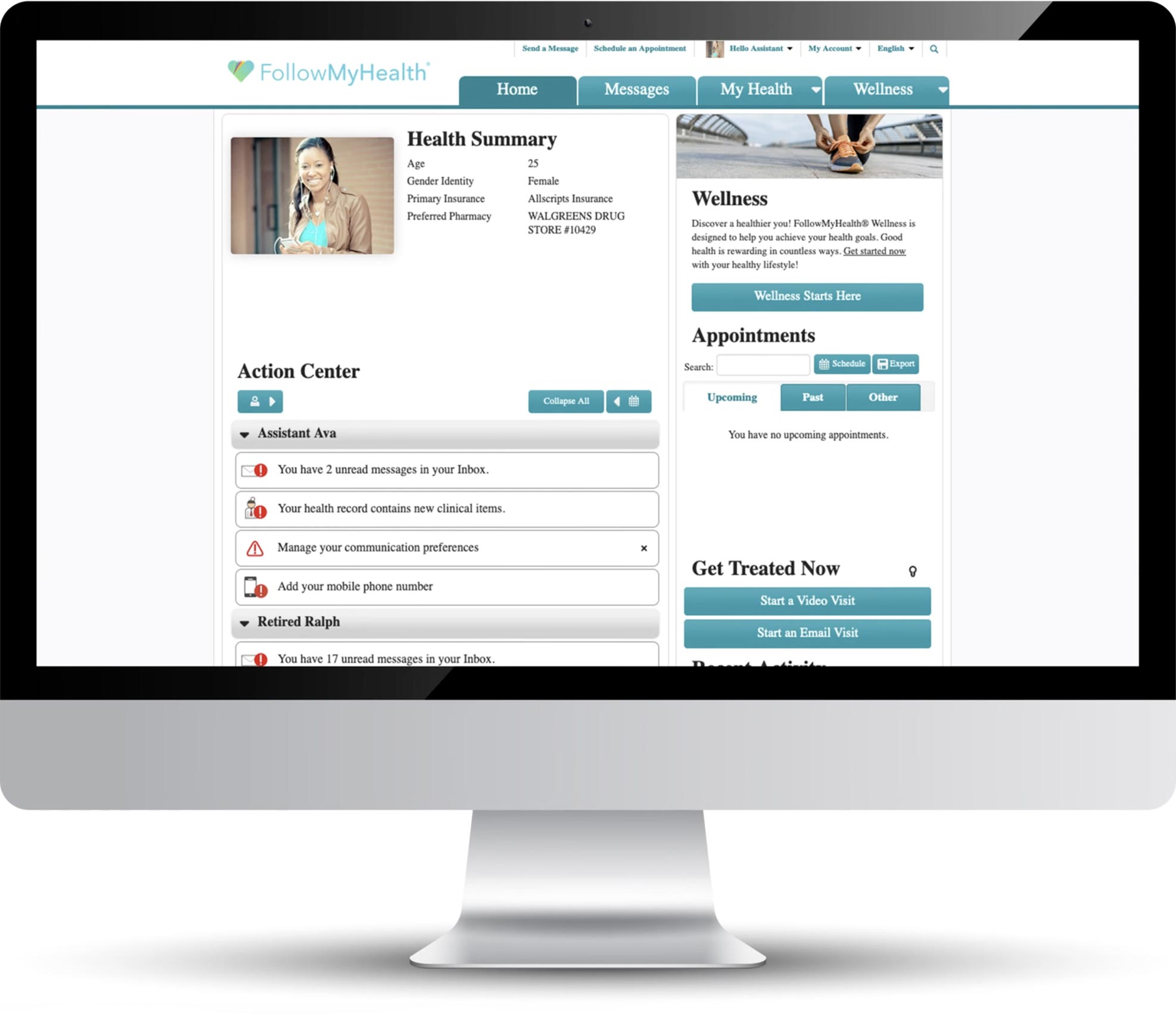 FMH Patient Portal on desktop computer