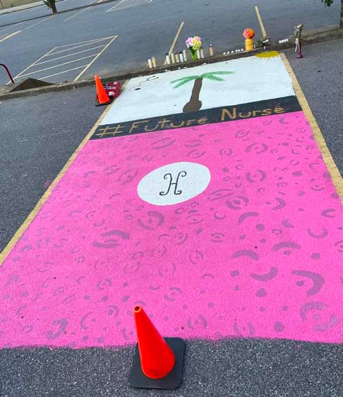 Hannah's Grace parking spot chalk art
