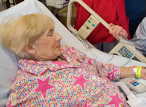 Patient in a hospital bed