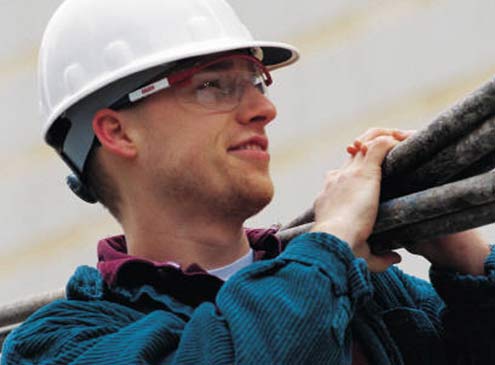 Man in hard hat working