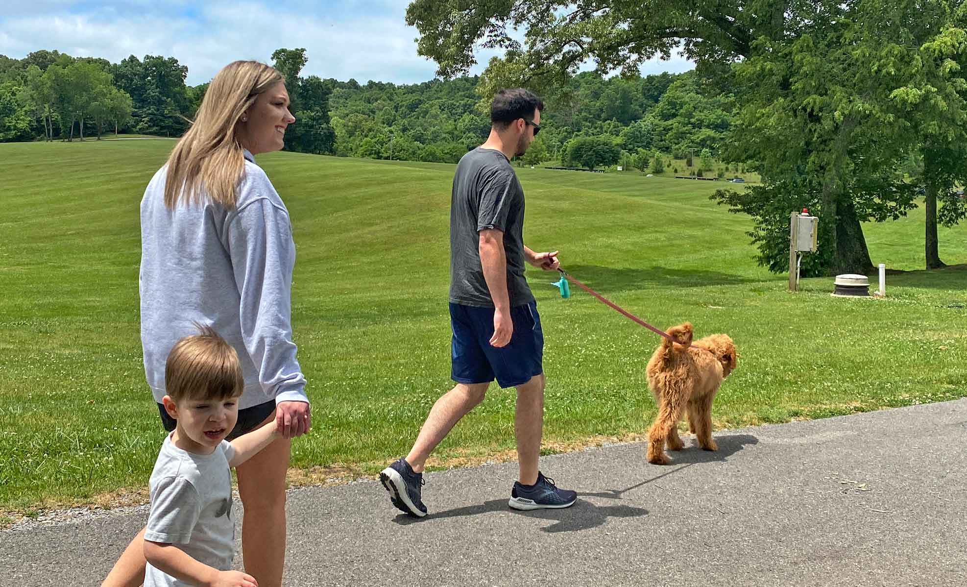 Dr. Metzger and family walking Ivy